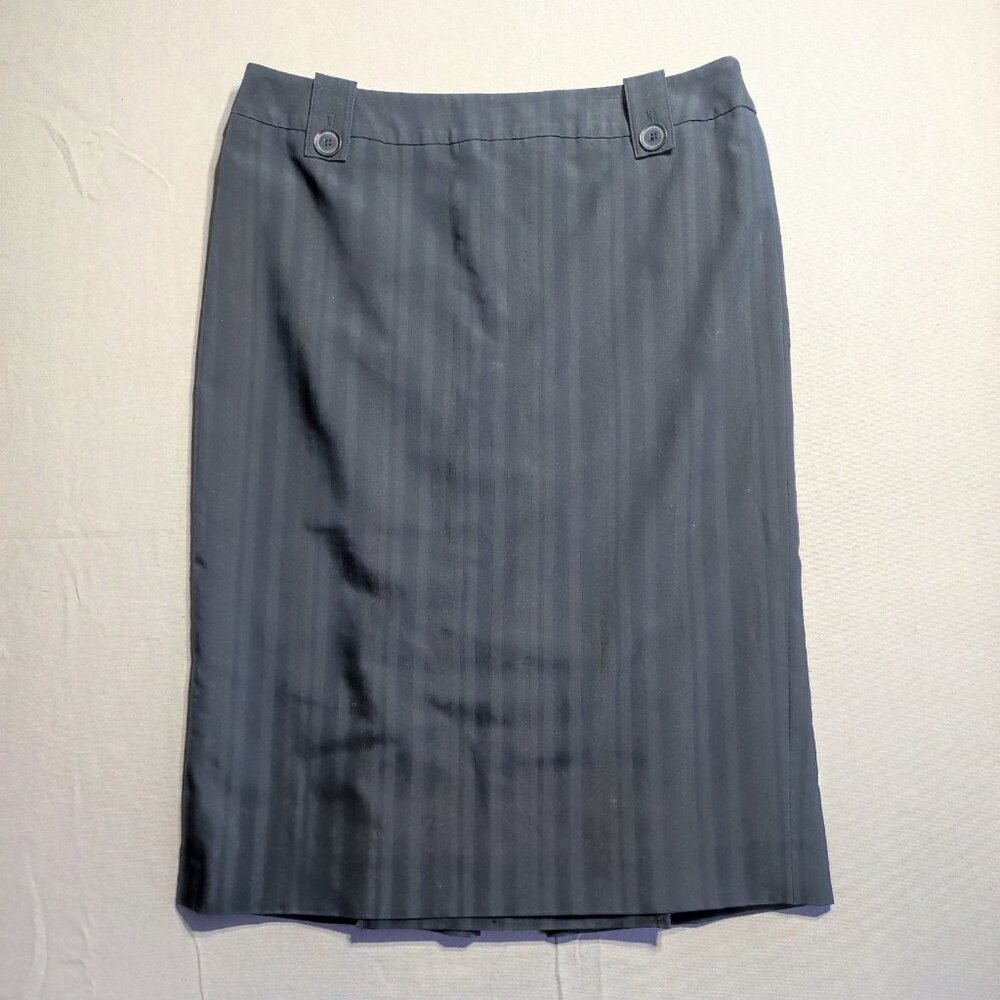 Vintage Esprit pencil midi skirt women's size 6 grey with stripes pattern